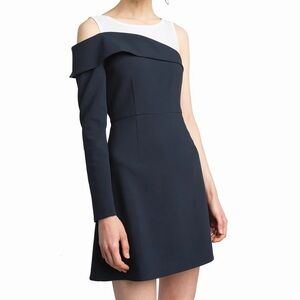 NWOT pixie market White navy one shoulder Asymmetrical Cut Out Cocktail Dress XS